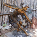 Art nouveau home decoration brass casting beauty statue music bronze dancing girl sculpture